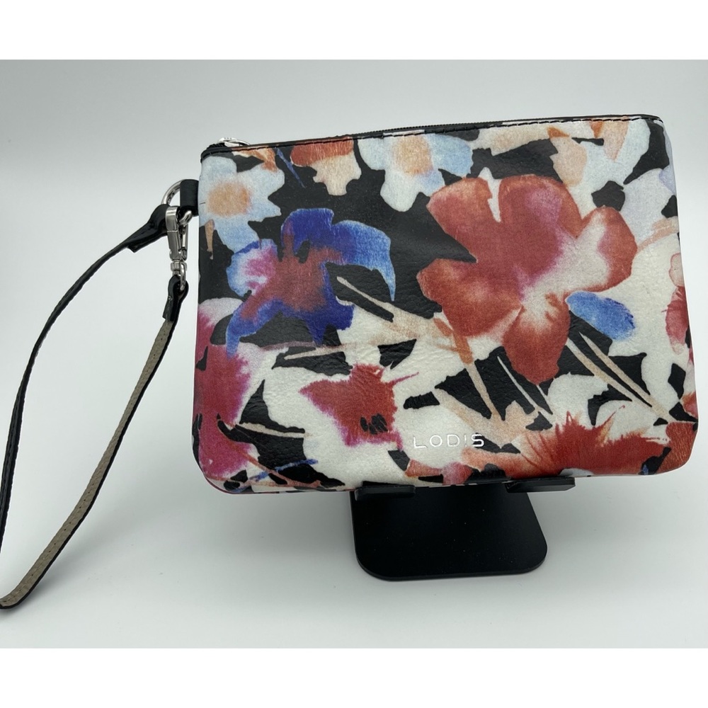 Lodis Floral Coated Leather Wristlet Zip Pouch Clutch Travel - Picture 2 of 6
